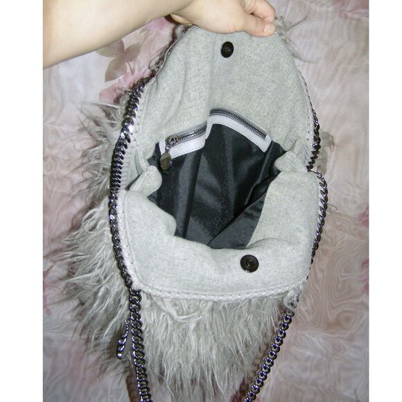NEW Stella McCartney Faux Fur Gray Chain Tote Hobo bag - Picture 10 of 13